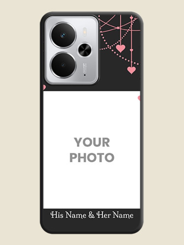 Custom Pink Love Hangings with Text On Space Black Custom Soft Matte Mobile Back Cover - Realme 14 5G - alternate view