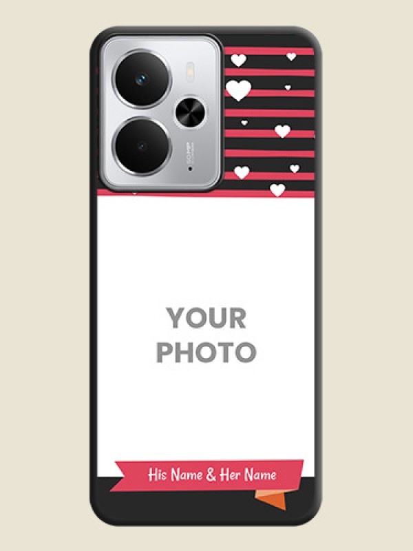 Custom White Color Love Symbols with Pink Lines Pattern On Space Black Custom Soft Matte Mobile Back Cover - Realme 14 5G - alternate view