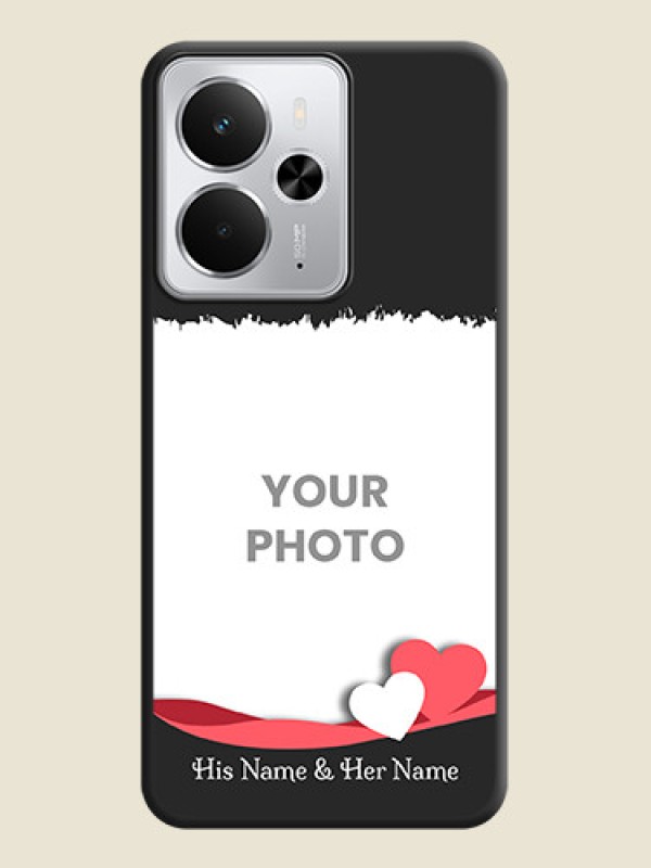 Custom Pin Color Love Shaped Ribbon Design with Text On Space Black Custom Soft Matte Mobile Back Cover - Realme 14 5G - alternate view