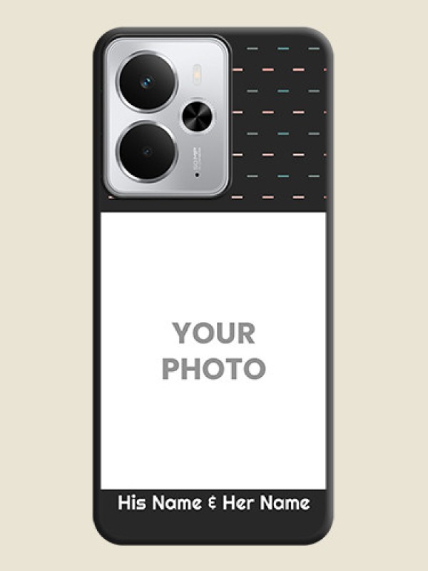 Custom Line Pattern Design with Text On Space Black Custom Soft Matte Mobile Back Cover - Realme 14 5G - alternate view