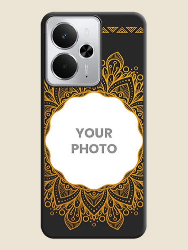 Custom Round Image with Floral Design On Space Black Custom Soft Matte Mobile Back Cover - Realme 14 5G - alternate view