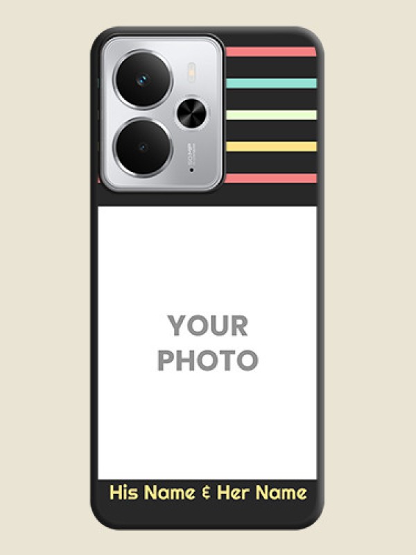 Custom Color Stripes with Photo and Text on Photo On Space Black Custom Soft Matte Mobile Back Cover - Realme 14 5G - alternate view