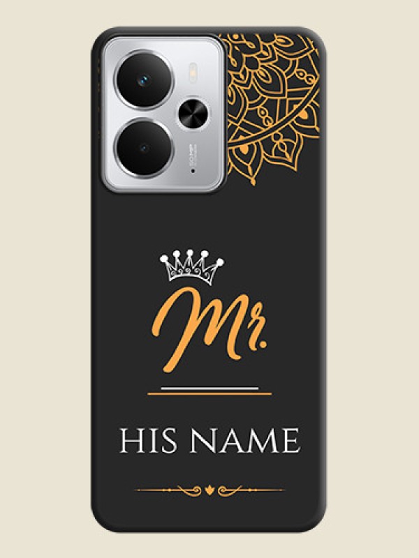 Custom Mr Name with Floral Design On Space Black Custom Soft Matte Mobile Back Cover - Realme 14 5G - alternate view