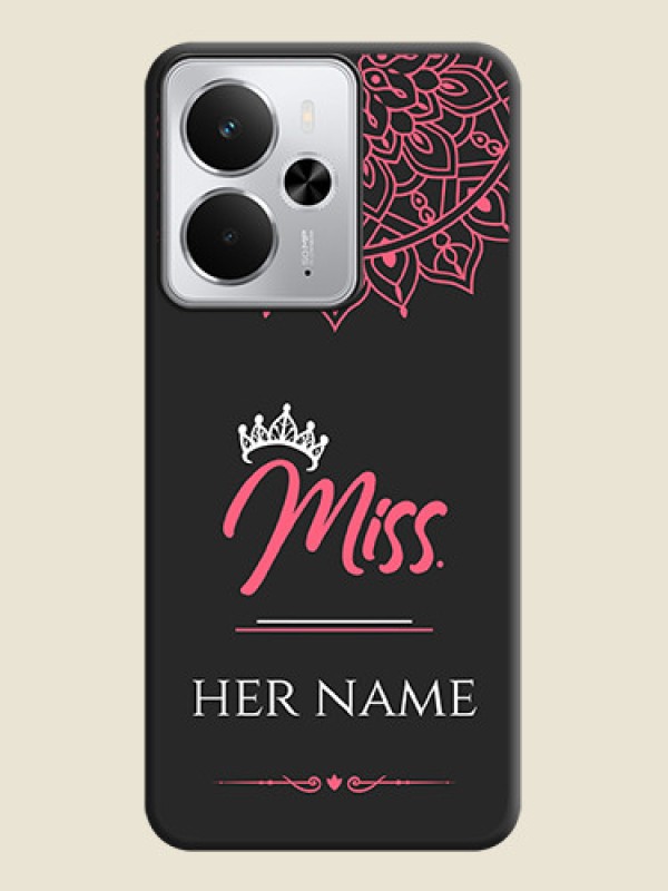 Custom Mrs Name with Floral Design On Space Black Custom Soft Matte Mobile Back Cover - Realme 14 5G - alternate view