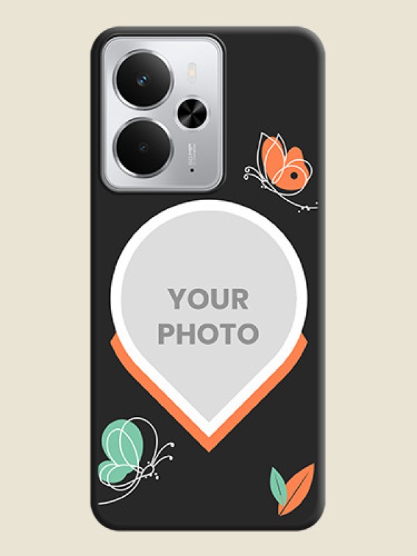 Custom Upload Pic With Simple Butterly Design On Space Black Custom Soft Matte Mobile Back Cover - Realme 14 5G - alternate view