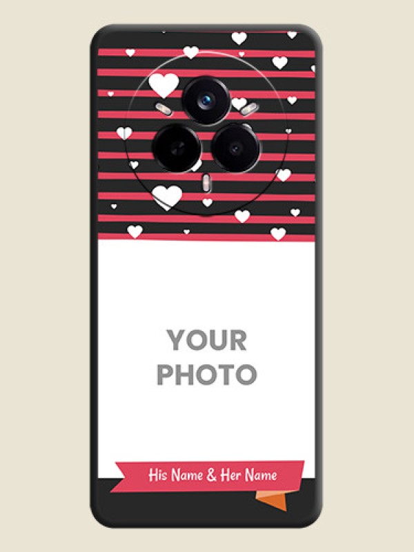 Custom White Color Love Symbols with Pink Lines Pattern On Space Black Custom Soft Matte Mobile Back Cover - Realme 14 Pro 5G - alternate view