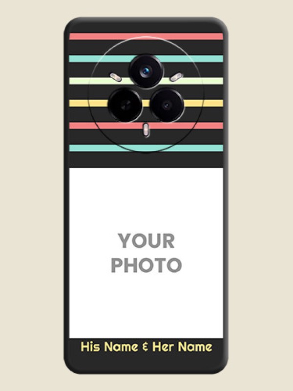 Custom Color Stripes with Photo and Text on Photo On Space Black Custom Soft Matte Mobile Back Cover - Realme 14 Pro 5G - alternate view