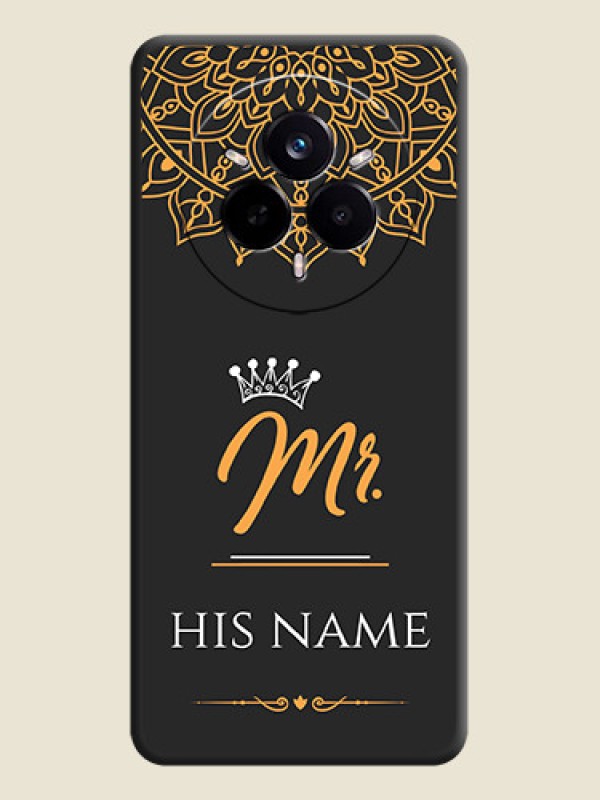 Custom Mr Name with Floral Design On Space Black Custom Soft Matte Mobile Back Cover - Realme 14 Pro 5G - alternate view