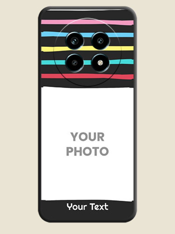 Custom Multicolor Lines with Image On Space Black Custom Soft Matte Mobile Back Cover - Realme 14 Pro Lite 5G - alternate view
