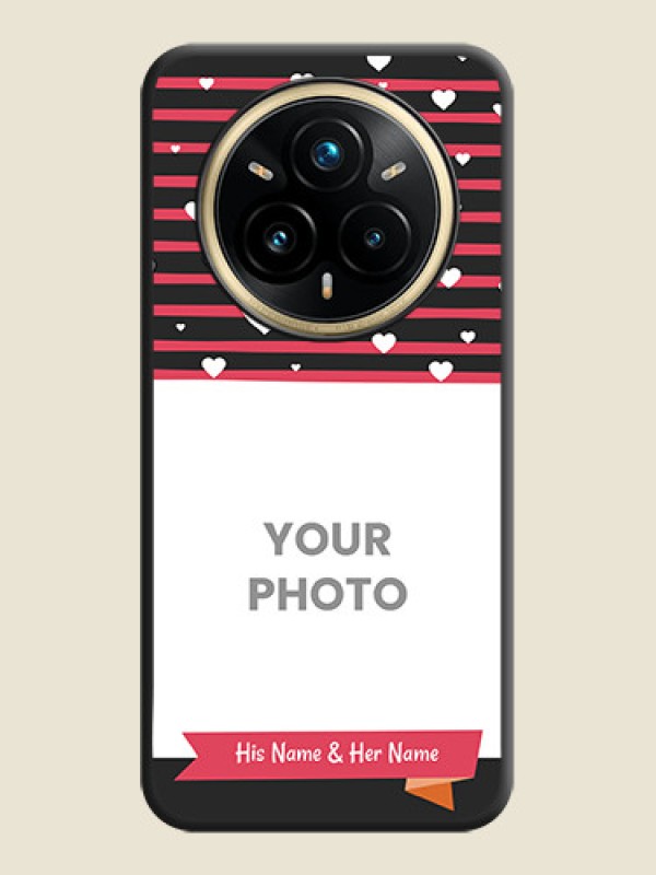 Custom White Color Love Symbols with Pink Lines Pattern On Space Black Custom Soft Matte Mobile Back Cover - Realme 14 Pro Plus 5G - alternate view