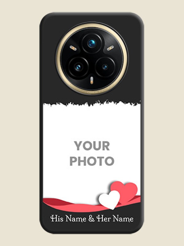 Custom Pin Color Love Shaped Ribbon Design with Text On Space Black Custom Soft Matte Mobile Back Cover - Realme 14 Pro Plus 5G - alternate view