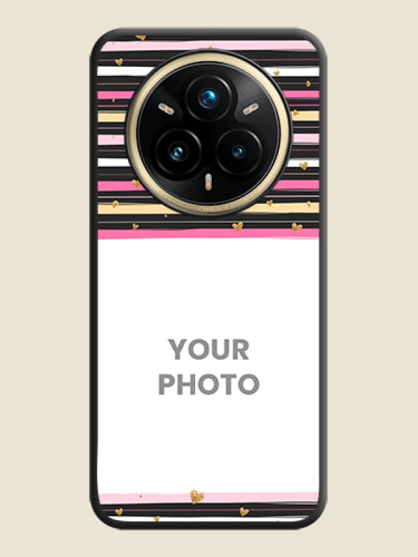 Custom Multicolor Lines and Golden Love Symbols Design on Photo On Space Black Custom Soft Matte Mobile Back Cover - Realme 14 Pro Plus 5G - alternate view