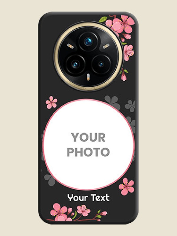 Custom Round Image with Pink Color Floral Design on Photo On Space Black Custom Soft Matte Mobile Back Cover - Realme 14 Pro Plus 5G - alternate view