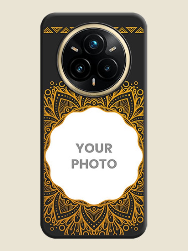 Custom Round Image with Floral Design On Space Black Custom Soft Matte Mobile Back Cover - Realme 14 Pro Plus 5G - alternate view