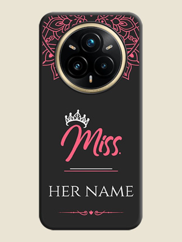 Custom Mrs Name with Floral Design On Space Black Custom Soft Matte Mobile Back Cover - Realme 14 Pro Plus 5G - alternate view