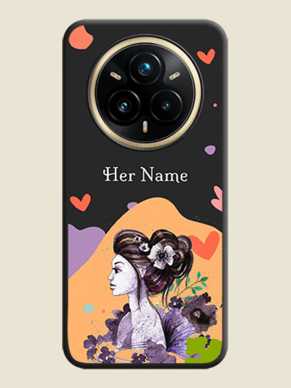Custom Namecase For Her With Fancy Lady Image On Space Black Custom Soft Matte Mobile Back Cover - Realme 14 Pro Plus 5G - alternate view