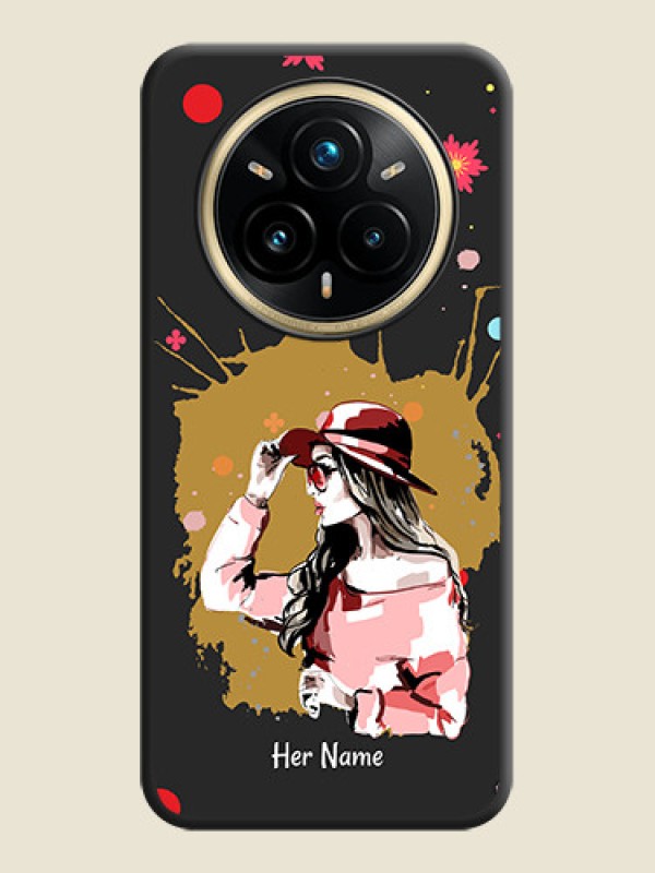 Custom Mordern Lady With Color Splash Background With Custom Text On Space Black Custom Soft Matte Mobile Back Cover - Realme 14 Pro Plus 5G - alternate view