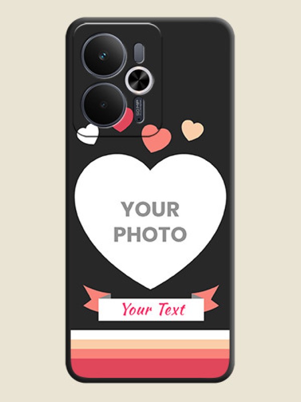 Custom Love Shaped Photo with Colorful Stripes On Space Black Custom Soft Matte Mobile Back Cover - Realme 14T 5G - alternate view