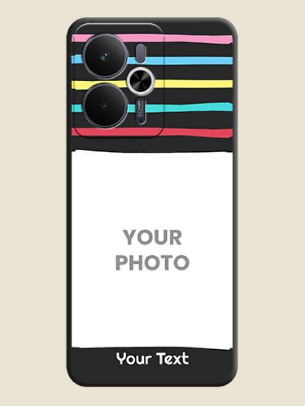 Custom Multicolor Lines with Image On Space Black Custom Soft Matte Mobile Back Cover - Realme 14T 5G - alternate view