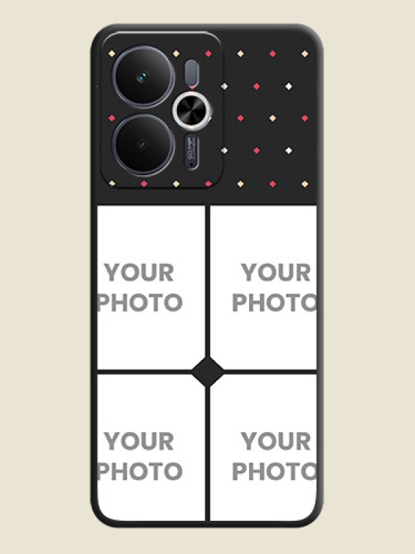 Custom Multicolor Dotted Pattern with 4 Image Holder On Space Black Custom Soft Matte Mobile Back Cover - Realme 14T 5G - alternate view