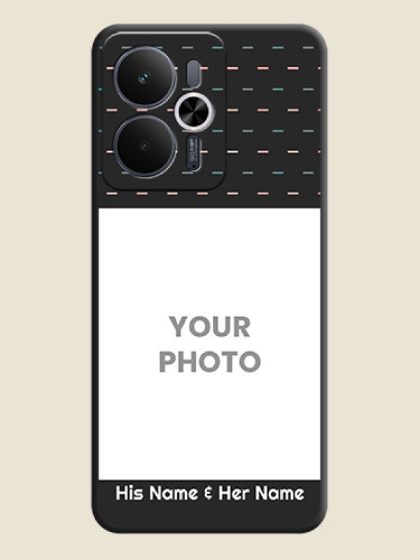 Custom Line Pattern Design with Text On Space Black Custom Soft Matte Mobile Back Cover - Realme 14T 5G - alternate view