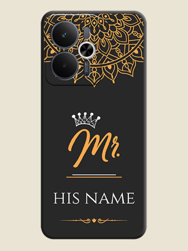 Custom Mr Name with Floral Design On Space Black Custom Soft Matte Mobile Back Cover - Realme 14T 5G - alternate view