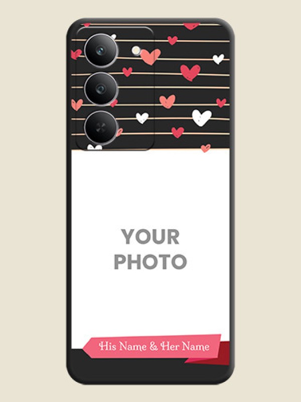 Custom Love Pattern with Name on Pink Ribbon on Photo On Space Black Custom Soft Matte Mobile Back Cover - Realme 14x 5G - alternate view