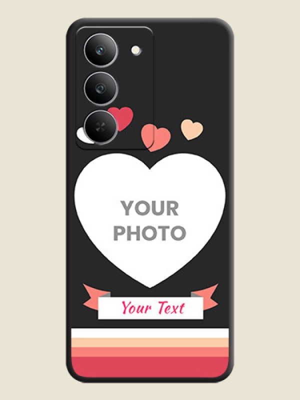 Custom Love Shaped Photo with Colorful Stripes On Space Black Custom Soft Matte Mobile Back Cover - Realme 14x 5G - alternate view