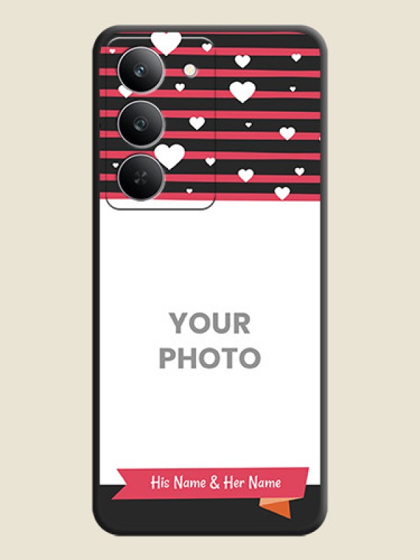 Custom White Color Love Symbols with Pink Lines Pattern On Space Black Custom Soft Matte Mobile Back Cover - Realme 14x 5G - alternate view