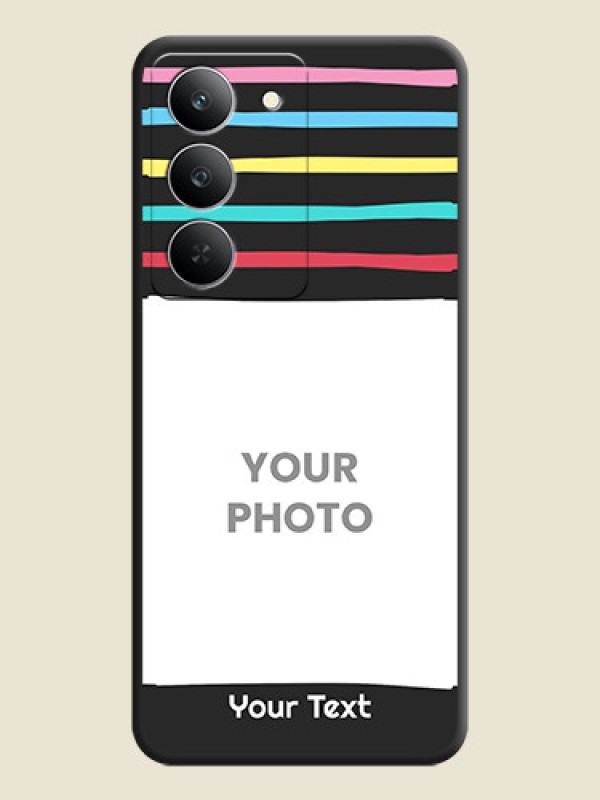 Custom Multicolor Lines with Image On Space Black Custom Soft Matte Mobile Back Cover - Realme 14x 5G - alternate view