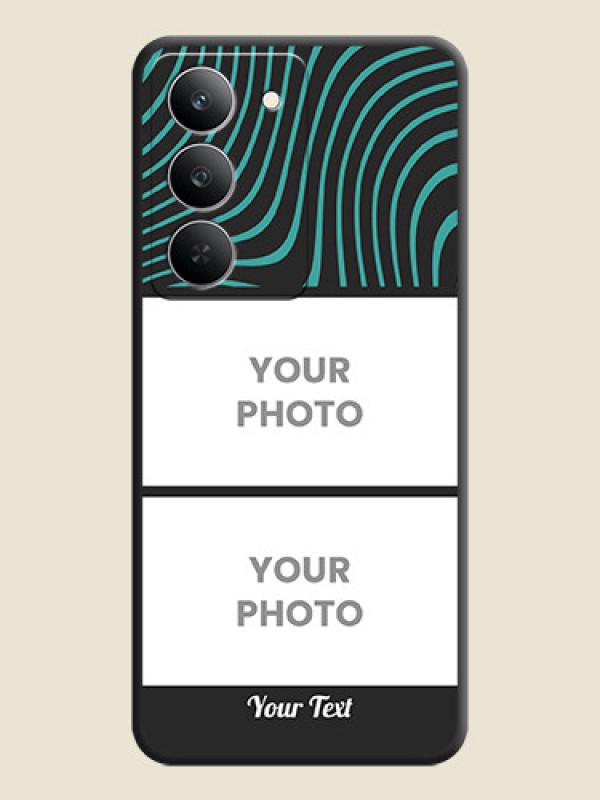 Custom Wave Pattern with 2 Image Holder On Space Black Custom Soft Matte Mobile Back Cover - Realme 14x 5G - alternate view