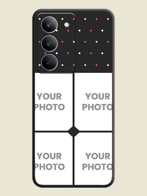 Custom Multicolor Dotted Pattern with 4 Image Holder On Space Black Custom Soft Matte Mobile Back Cover - Realme 14x 5G - alternate view