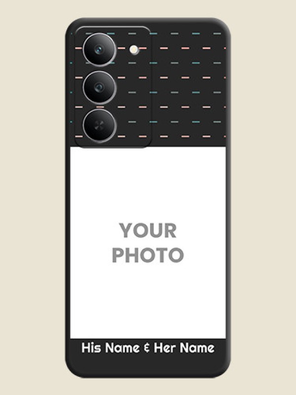 Custom Line Pattern Design with Text On Space Black Custom Soft Matte Mobile Back Cover - Realme 14x 5G - alternate view