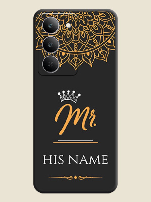 Custom Mr Name with Floral Design On Space Black Custom Soft Matte Mobile Back Cover - Realme 14x 5G - alternate view