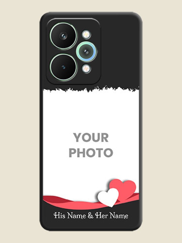 Custom Pin Color Love Shaped Ribbon Design with Text On Space Black Custom Soft Matte Mobile Back Cover - Realme 15 5G - alternate view