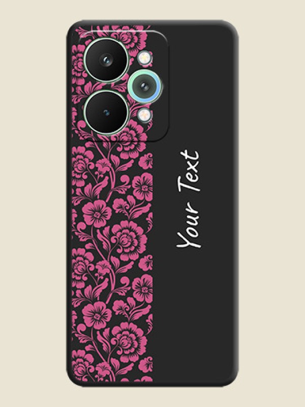 Custom Pink Floral Pattern Design With Custom Text On Space Black Custom Soft Matte Mobile Back Cover - Realme 15 5G - alternate view