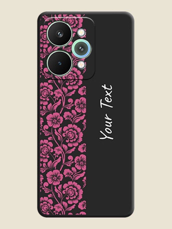 Custom Pink Floral Pattern Design With Custom Text On Space Black Custom Soft Matte Mobile Back Cover - Realme 15 Pro 5G - alternate view