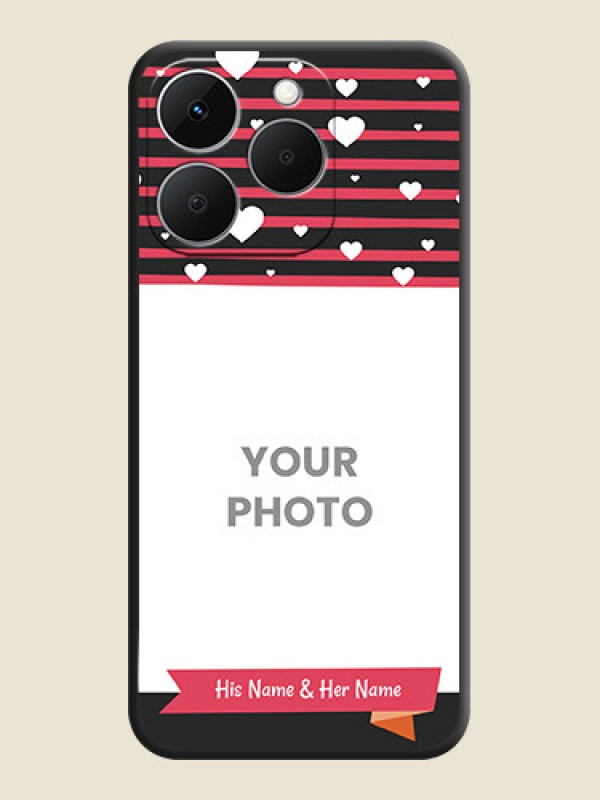 Custom White Color Love Symbols with Pink Lines Pattern On Space Black Custom Soft Matte Mobile Back Cover - Realme 15T 5G - alternate view