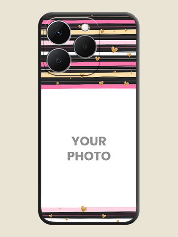 Custom Multicolor Lines and Golden Love Symbols Design on Photo On Space Black Custom Soft Matte Mobile Back Cover - Realme 15T 5G - alternate view