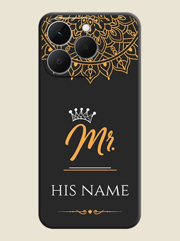 Custom Mr Name with Floral Design On Space Black Custom Soft Matte Mobile Back Cover - Realme 15T 5G - alternate view