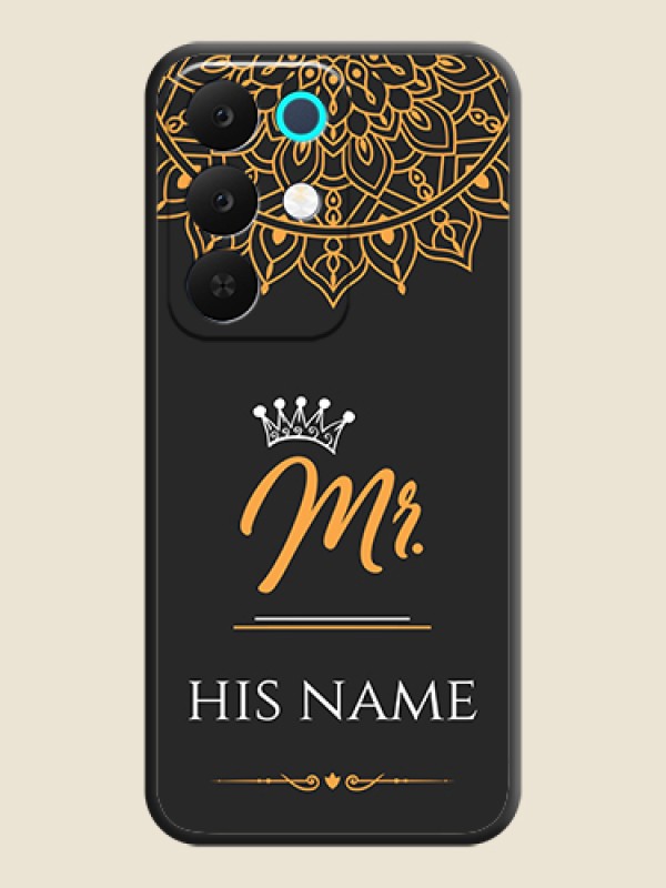 Custom Mr Name with Floral Design On Space Black Custom Soft Matte Mobile Back Cover - Realme 15X 5G - alternate view