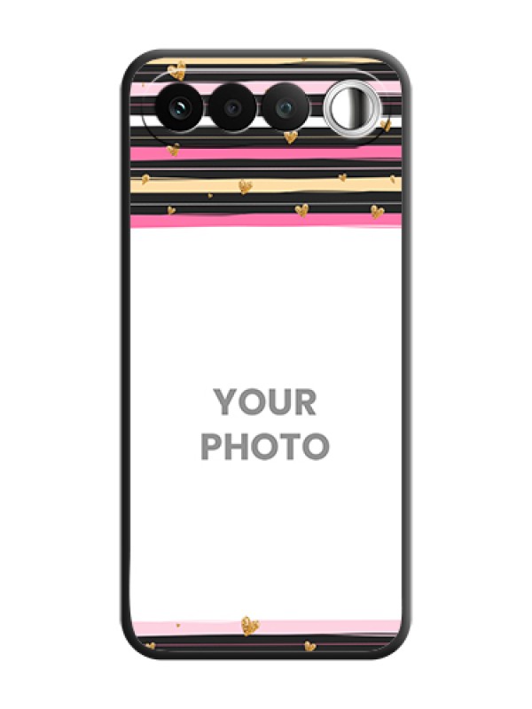 Custom Multicolor Lines and Golden Love Symbols Design on Photo On Space Black Custom Soft Matte Mobile Back Cover - Realme 16 5G - alternate view