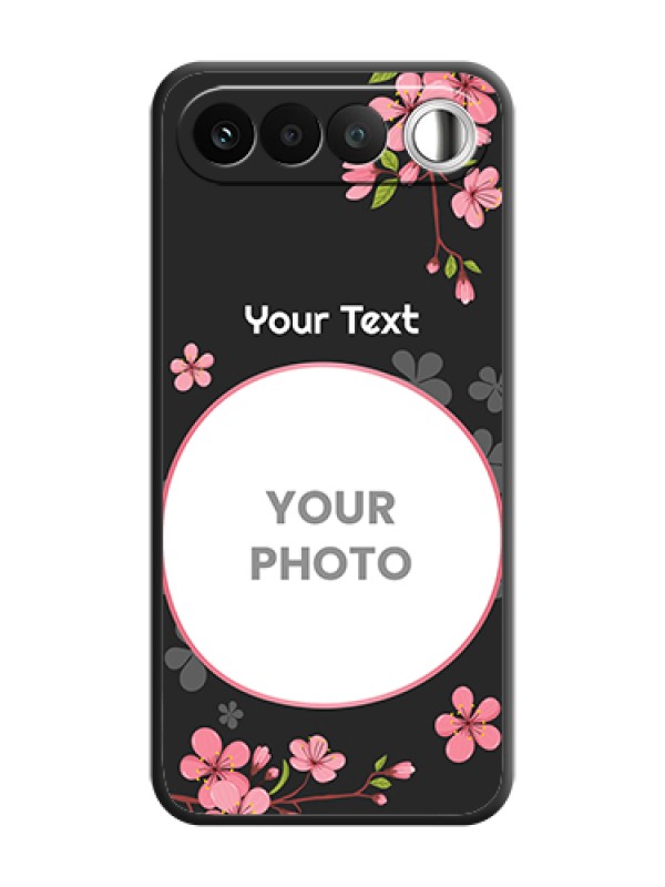 Custom Round Image with Pink Color Floral Design on Photo On Space Black Custom Soft Matte Mobile Back Cover - Realme 16 5G - alternate view