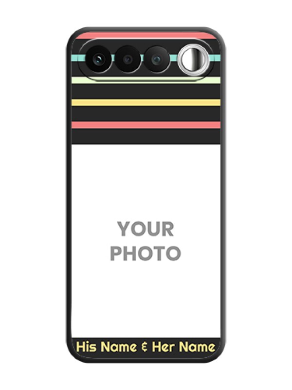 Custom Color Stripes with Photo and Text on Photo On Space Black Custom Soft Matte Mobile Back Cover - Realme 16 5G - alternate view