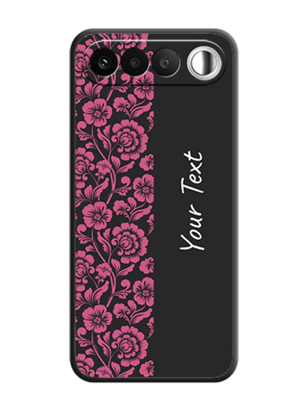 Custom Pink Floral Pattern Design With Custom Text On Space Black Custom Soft Matte Mobile Back Cover - Realme 16 5G - alternate view