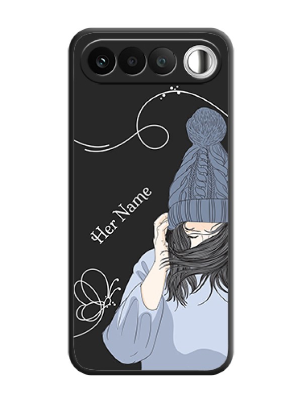Custom Girl With Blue Winter Outfiit Custom Text Design On Space Black Custom Soft Matte Mobile Back Cover - Realme 16 5G - alternate view