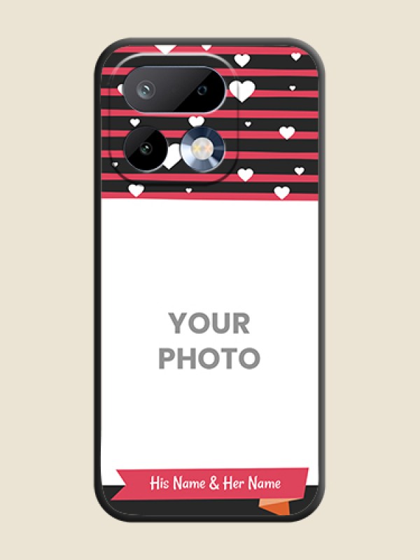 Custom White Color Love Symbols with Pink Lines Pattern On Space Black Custom Soft Matte Mobile Back Cover - Realme 16 Pro 5G - alternate view