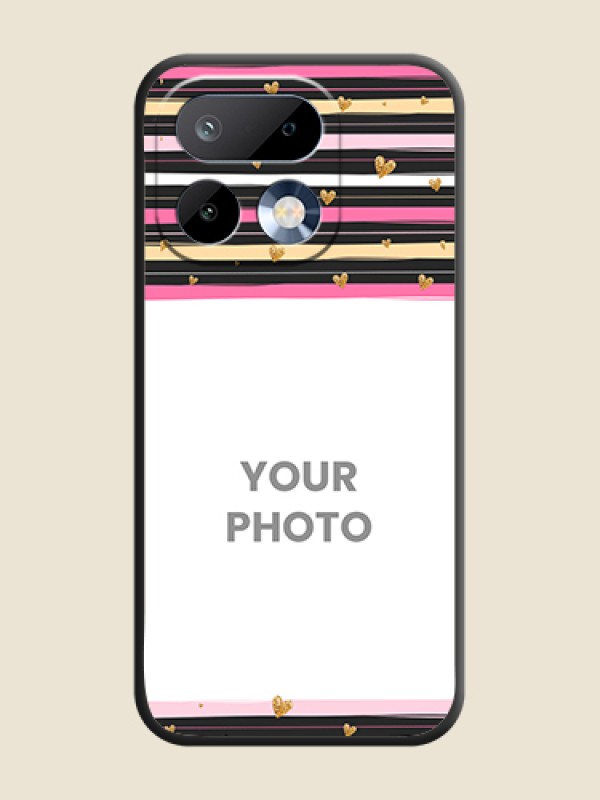 Custom Multicolor Lines and Golden Love Symbols Design on Photo On Space Black Custom Soft Matte Mobile Back Cover - Realme 16 Pro 5G - alternate view