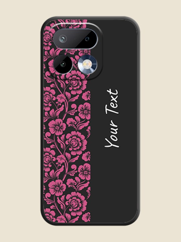 Custom Pink Floral Pattern Design With Custom Text On Space Black Custom Soft Matte Mobile Back Cover - Realme 16 Pro 5G - alternate view