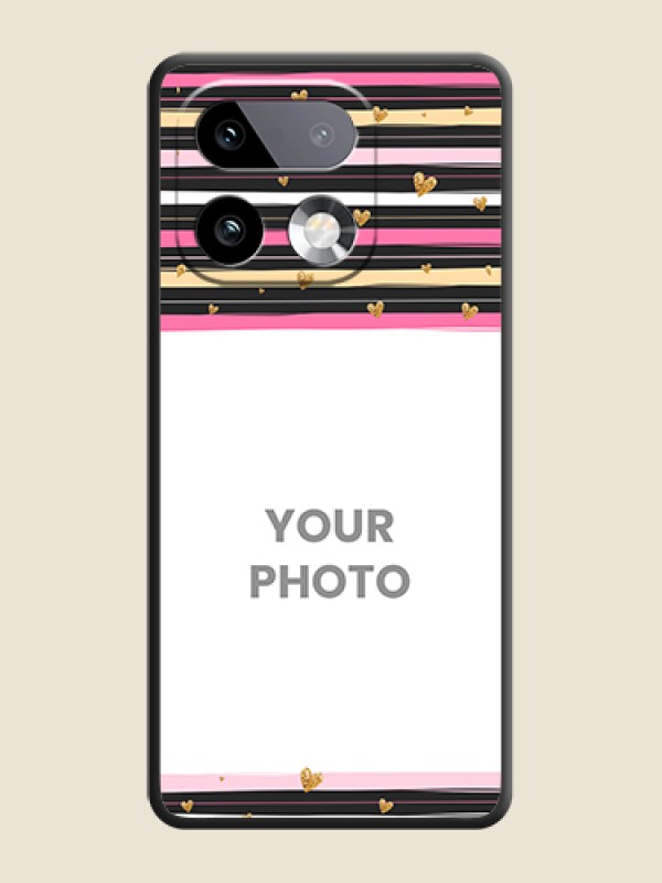 Custom Multicolor Lines and Golden Love Symbols Design on Photo On Space Black Custom Soft Matte Mobile Back Cover - Realme 16 Pro Plus 5G - alternate view
